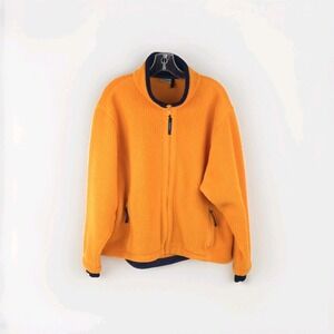 Vintage LL Bean Fleece Jacket Women's Large/XL Orange Sherpa Full Zip